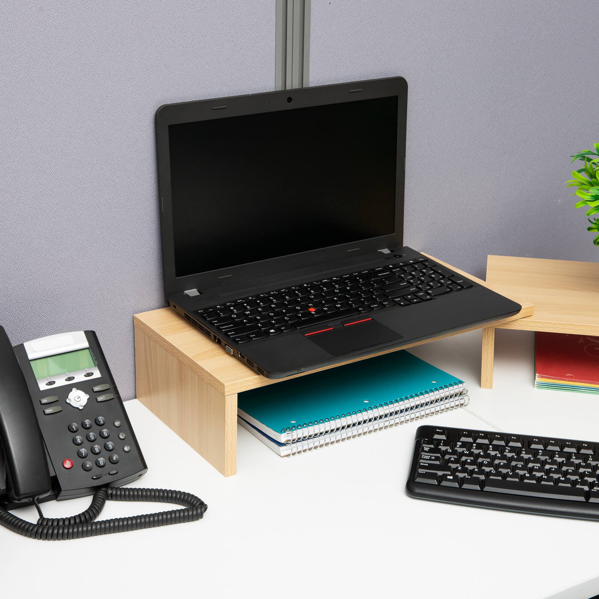 Mind Reader Dual Monitor Stand, Laptop Riser, Desktop Organizer, Office, MDF